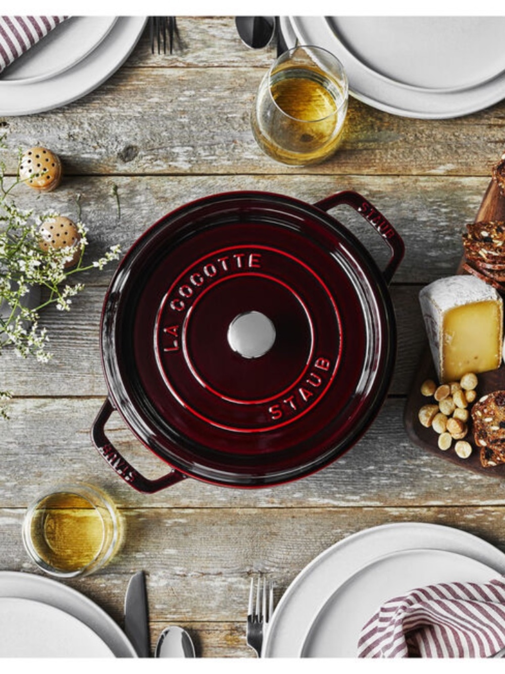 STAUB Cast Iron 7qt Round Cocotte Grenadine - Picture 14 of 15